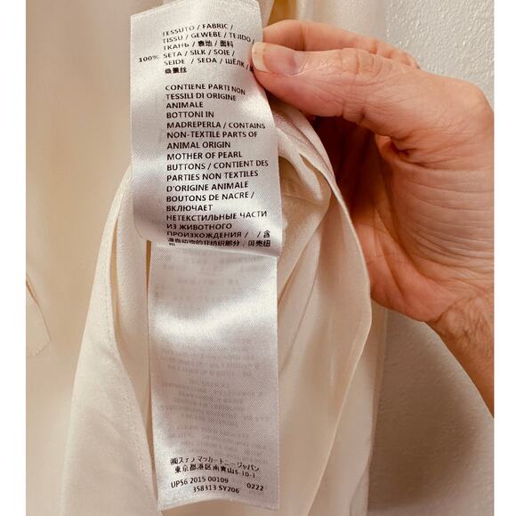 Stella McCartney Eva Cream Silk 3/4 Button Mandarin Collar Blouse 42 / M - Picture 9 of 16